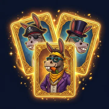 Three golden NFT manager trading cards